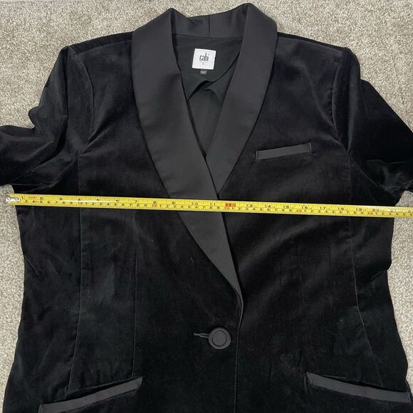 Cabi Black Velvet Tuxedo Blazer Jacket Women's L Business Party Preepy Gala - Picture 14 of 16